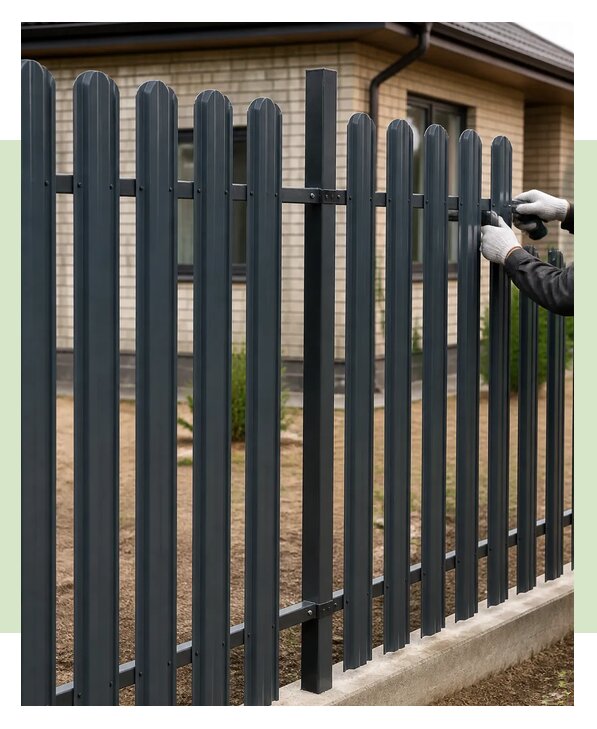 Монтаж полукруглого металлического штакетника в Наро-Фоминске